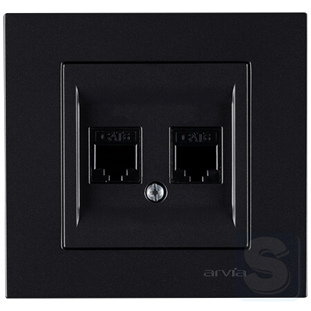 Розетка комп'ютерна подвійна RJ45х2 cat 6 Arvia Electric KAREN Чорний (20 07 2000 248)